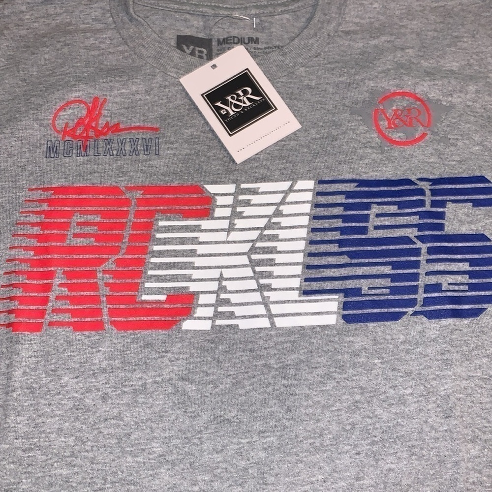 NWT YOUNG & RECKLESS PATRIOTIC TEESHIRT MEDIUM RED WHITE BLUE SKATE LIFE - Picture 2 of 4